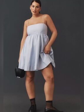 Anthropologie Maeve Square-Neck Babydoll Mini Dress sizeXL baby blue periwinkle